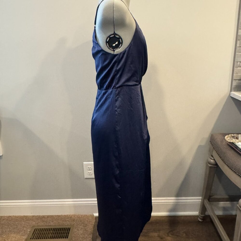 Law Of Attraction Navy Blue One-shoulder Asymmetrical Midi Dress - large NWT - Picture 9 of 10